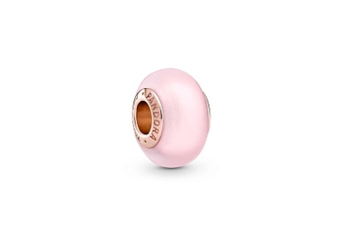 14k Rose gold-plated charm with frosted pink Muran