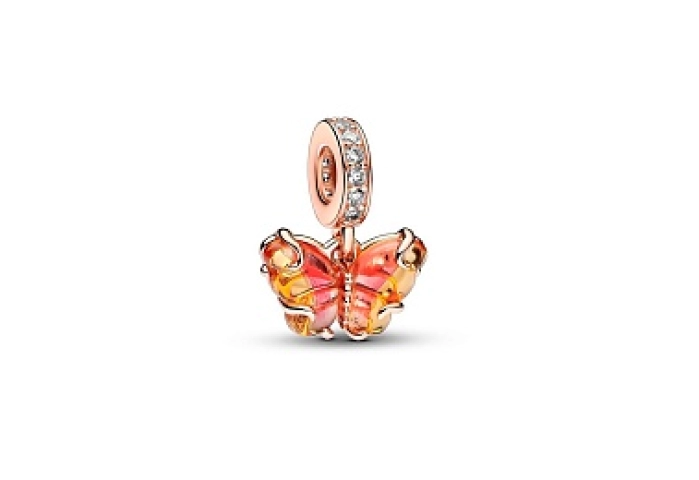 Butterfly 14k rose gold-plated dangle with bi-colo