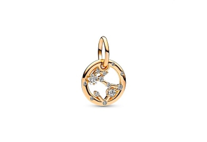 Pisces zodiac 14k gold-plated dangle with clear cu