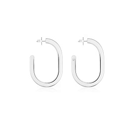 SILVER HOOP EARRING OVAL 54MM