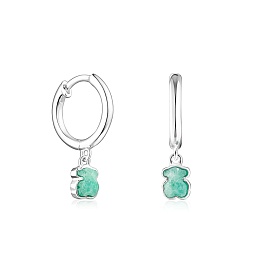 SILVER HOOP EARRINGS AMAZONITE 4MM