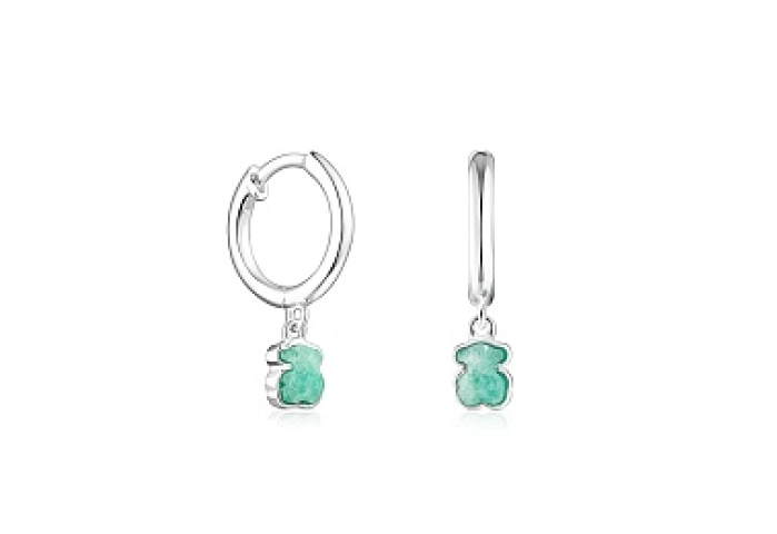 SILVER HOOP EARRINGS AMAZONITE 4MM