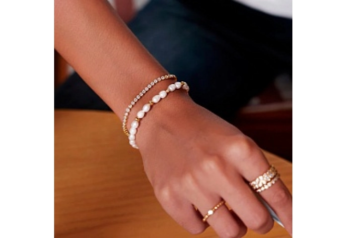 Gold Row Bezel Set Bracelet