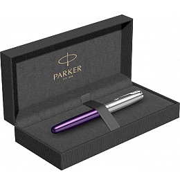 Ручка-роллер Parker &quot;Sonnet Sand Blasted Metal&Violet Lacquer&quot; черная, 0,5мм, подарочная упаковка
