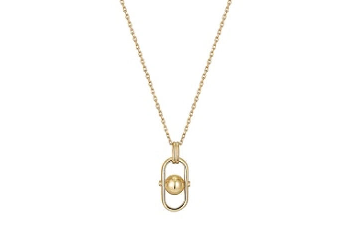 Gold Orb Link Drop Pendant Necklace