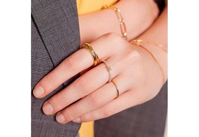 Gold Cross Double Ring