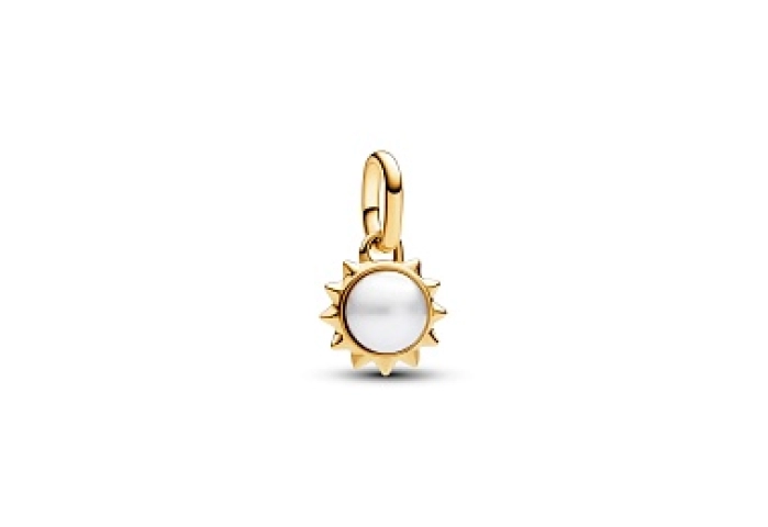 Sun 14k gold-plated mini dangle with treated white