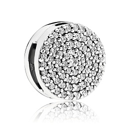 PANDORA Reflexions silver clip charm with clear cubic zirconia/Серебряная клипса-шарм PANDORA Reflex