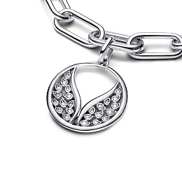 Wings sterling silver medallion with clear cubic z