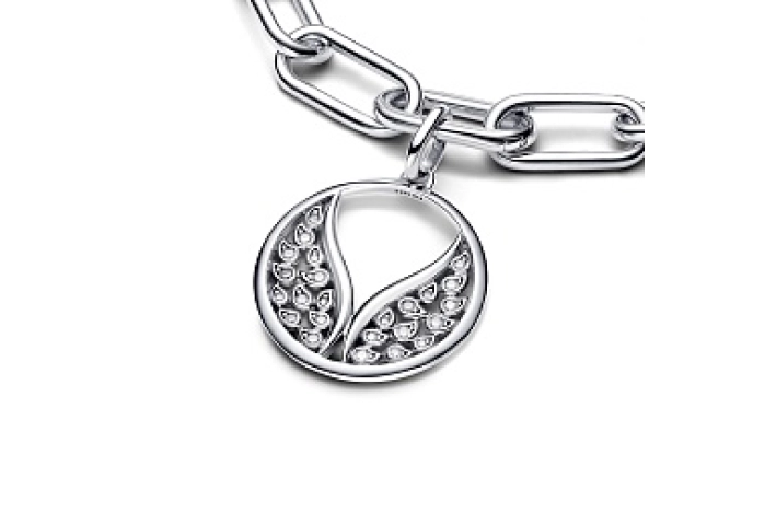 Wings sterling silver medallion with clear cubic z