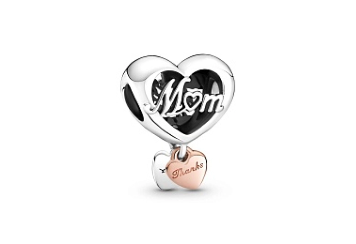 Mum and heart sterling silver and 14k rose gold-pl