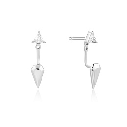 Silver Triangle Cubic Zirconia Geometric Stud Ear Jackets