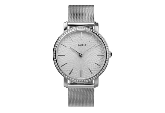 Womens Silver-tone Transcend with Crystal Bezel and Silver Dial