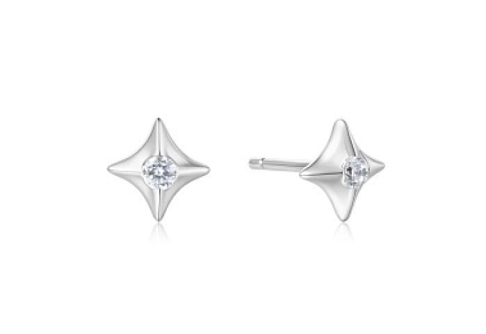 Silver Sparkling Star Stud Earrings