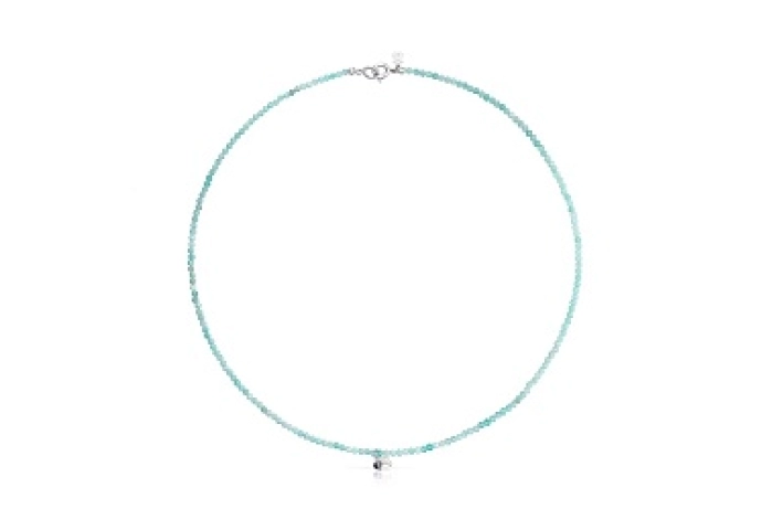 SILVER CHOKER GEMSTONES 43CM