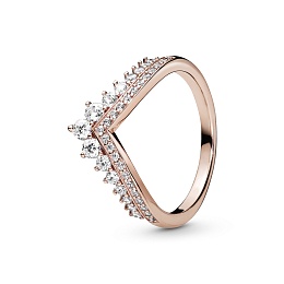 Tiara wishbone 14k rose gold-plated ring with clea