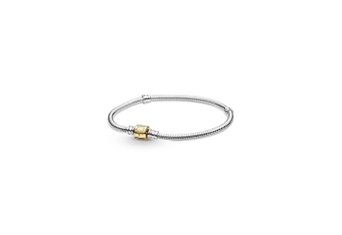 Snake chain sterling silver bracelet with 14kgold clasp /599347C00-20