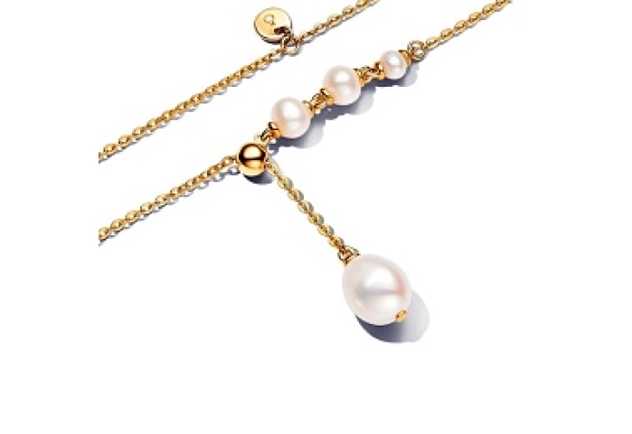 14k Gold-plated drop necklace with white treated f