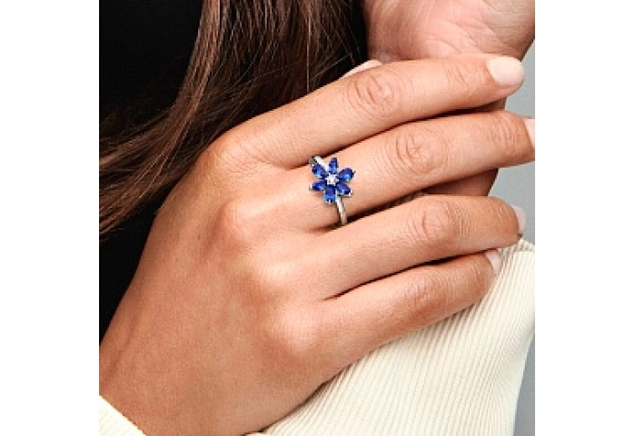 Herbarium cluster sterling silver ring with prince
