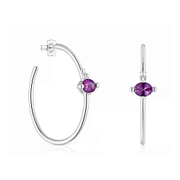 SILVER HOOP EARRING LGG LILAC SAPPHIRE