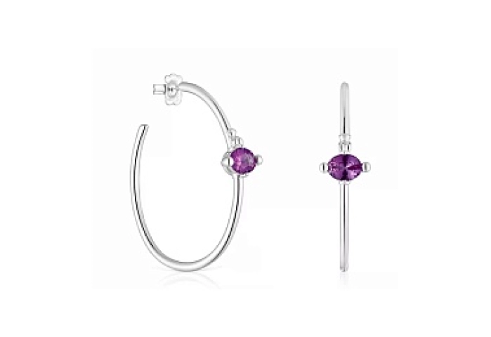 SILVER HOOP EARRING LGG LILAC SAPPHIRE