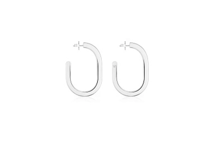 SILVER HOOP EARRING OVAL 54MM
