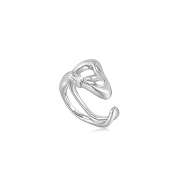 Silver Twisted Wave Wide Adjustable Ring