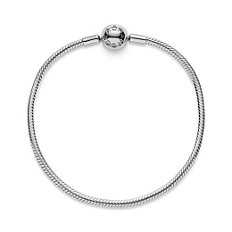 Snake chain silver bracelet with round clasp/Серебряный браслет с круглым замком