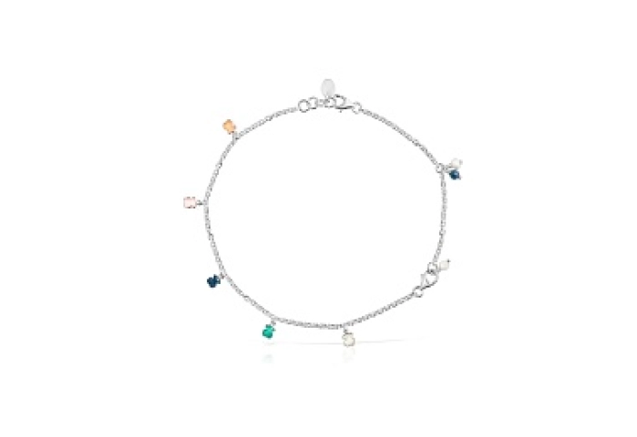 SILVER ANKLE BRACE MOTHER OF PEARL GEMS