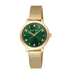 ESPRIT Women Watch, Gold Color Case, Dark Green Di