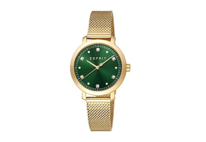 ESPRIT Women Watch, Gold Color Case, Dark Green Di