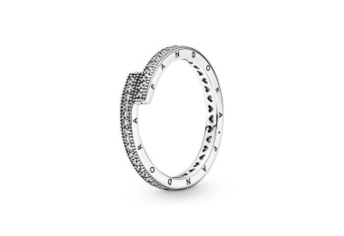 Pandora logo sterling silver ring with clear cubic