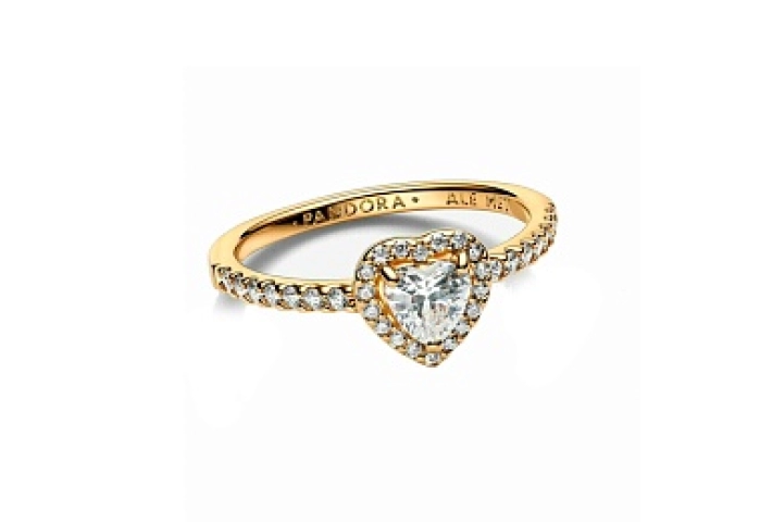 Heart 14k gold-plated ring with clear cubic zircon