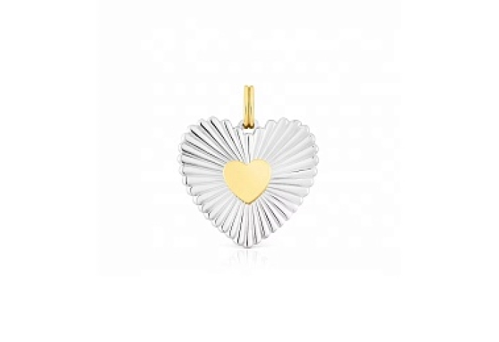 SILVER GOLDPLATED PENDANT HEART 2 TONE