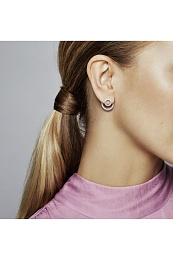 PANDORA logo silver earrings with clear cubic zirconia/Серебряные серьги с логотипом PANDORA и чисты