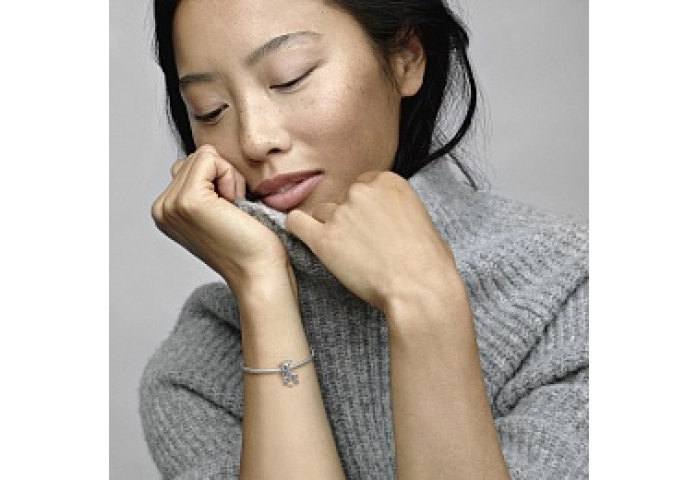 Moon and star sterling silver charm with stellar b