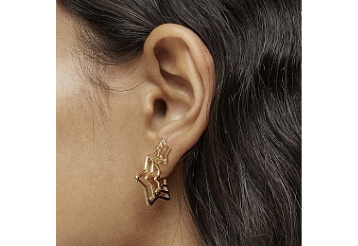 SILVER GOLD PLATED EARRINGS STAR 21MM