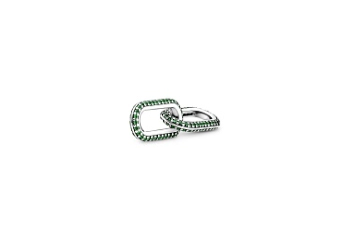 Sterling silver double link with jolly green crystal /799660C01