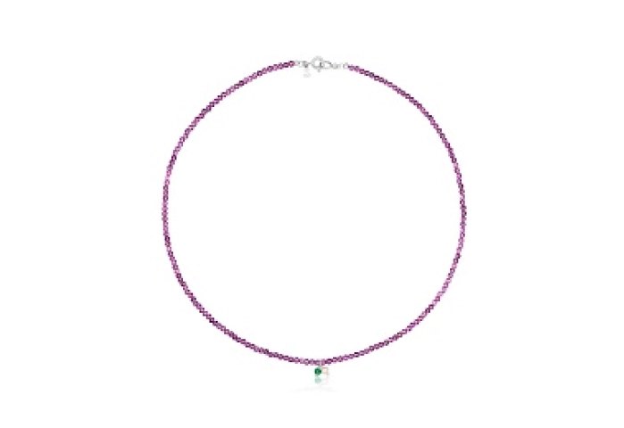 SILVER CHOKER  GEMSTONES 43CM