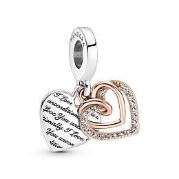 Heart Sterling Silver and 14k rose Gold-plated dangle with clear cubic circonia/ 781062C01
