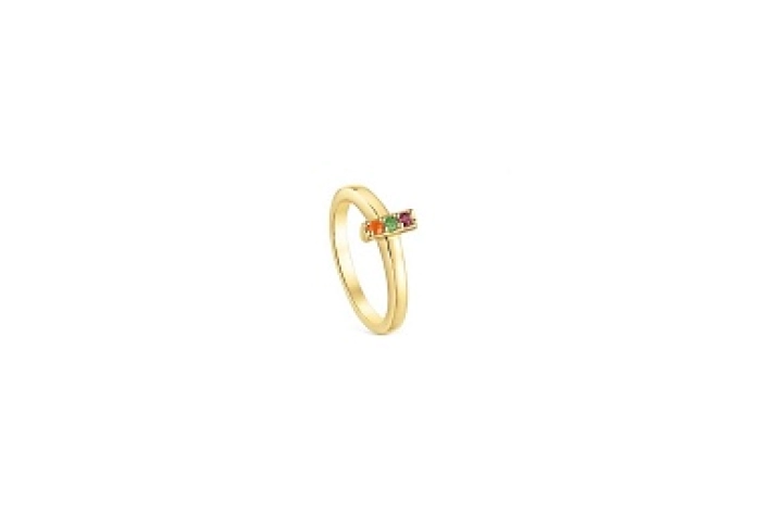 SILVER GOLD PLATED RING 3 DIFFERENT GEMS