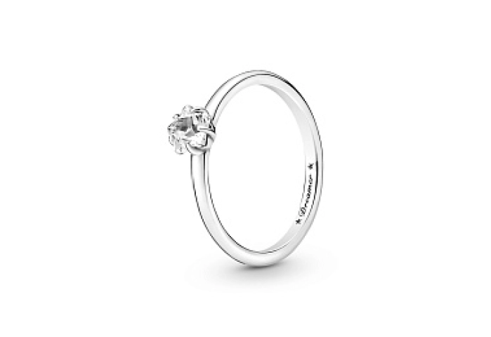 Star sterling silver ring with  clear cubic zircon