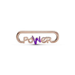 Power script 14k rose gold-plated word link with transparent purple enamel