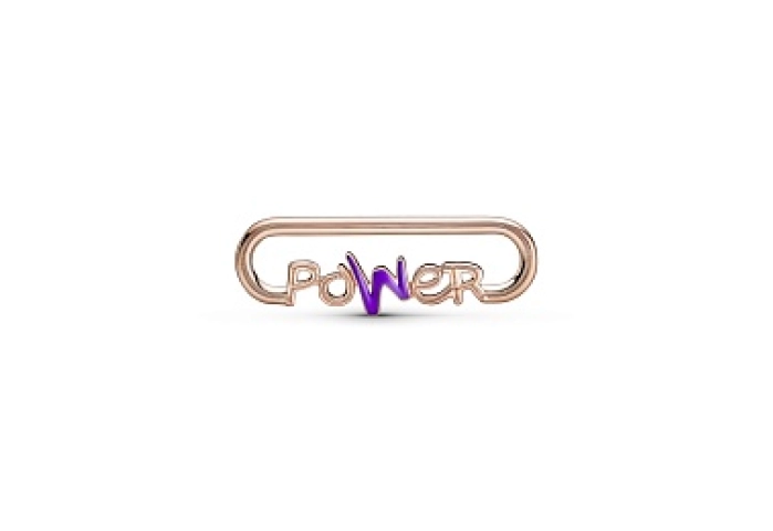 Power script 14k rose gold-plated word link with transparent purple enamel