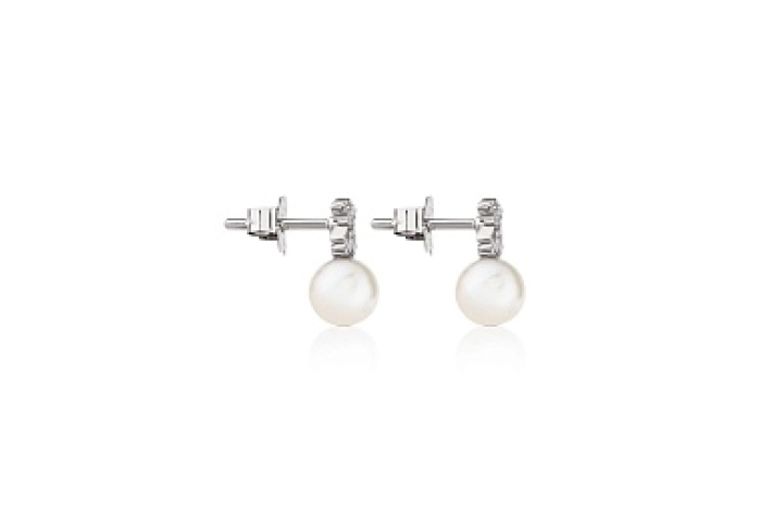 18KT GOLD EARRINGS 0.08CT H/SI C.PEARL