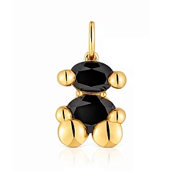SILVER GOLD PLATED PENDANT ONYX BEAR