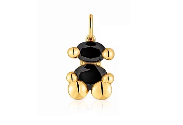 SILVER GOLD PLATED PENDANT ONYX BEAR
