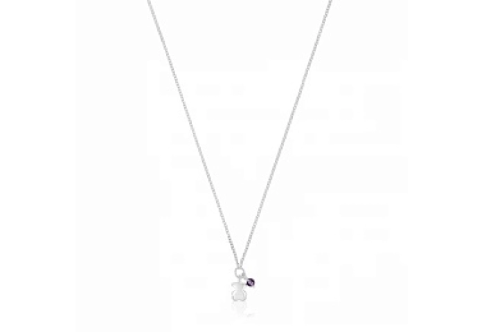 SILVER CHOKER AMETHYST GEMSTONE 45CM