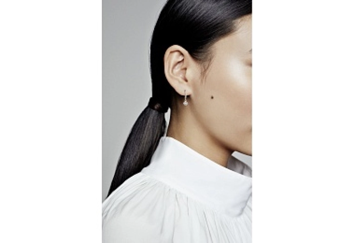 Sterling silver hoop earrings with clear cubic zir