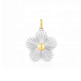 SILVER GOLDPLATED PENDANT FLOWER 2TONE